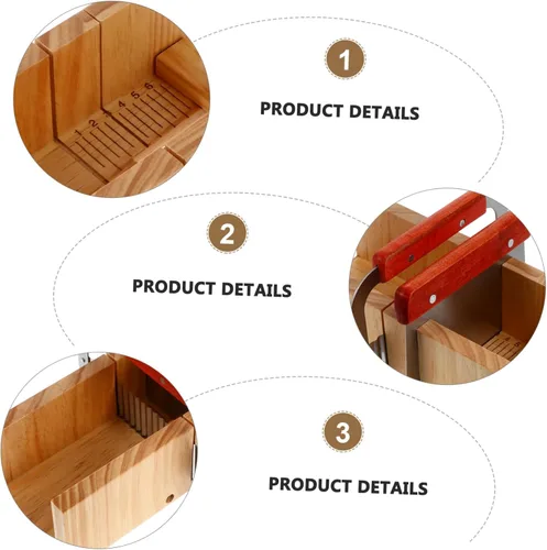 Miniatura 3 de KAILIKETIY 1 juego de moldes de madera para cortar jabón con cortador recto ondulado mango de madera ergonómico herramienta para cortar jabón fácil