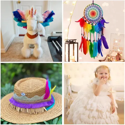 Miniatura 6 de Plumas de ganso de colores de Ballinger para manualidades - 120 piezas de 15-20 cm de plumas de colores para manualidades DIY, alas de ángel