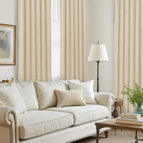 Miniatura 4 de LAMIT - Paneles de terciopelo beige para sala de estar de 72 pulgadas de largo, elegantes cortinas aisladas térmicamente e insonorizadas