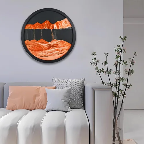 Miniatura 13 de BBYYT Arte de Arena en Movimiento, Escultura Giratoria Montada en Pared, Arte de Pared Paisaje de Mar Profundo para Decoración de Habitación, Marco