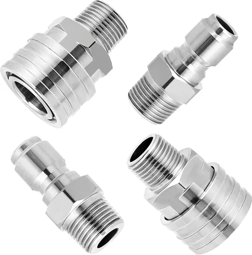 Miniatura 8 de M MINGLE Adaptador para lavadora a presión, 2 juegos de conexión rápida NPT de 3/8 pulgadas Accesorios para lavadora a presión de acero