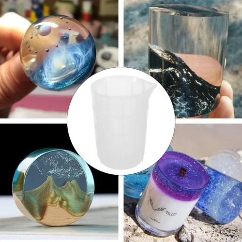 Miniatura 9 de Healifty 1 taza medidora de silicona de 25.4 fl oz de resina epoxi tazas de mezcla de bricolaje taza dispensadora para medir pintura resina epoxi