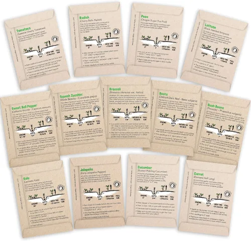 Miniatura 2 de Kit de 13 unidades de semillas de verduras Heirloom – 100% no transgénico para plantar en tu jardín interior o exterior: Tomate, pimientos