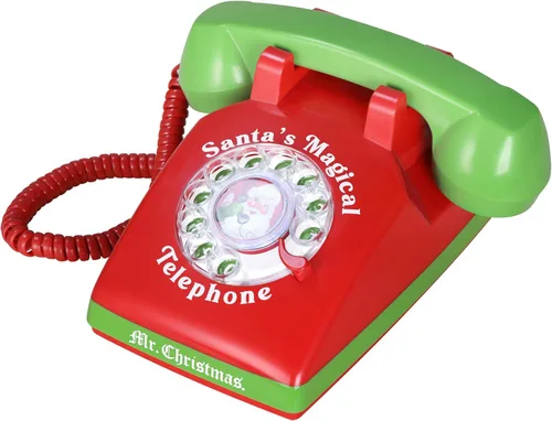 Miniatura 5 de Mr. Christmas Teléfono mágico de Santa - Teléfono de Santa para niños, llamadas interactivas de Navidad, conversaciones reales, vintage seguro