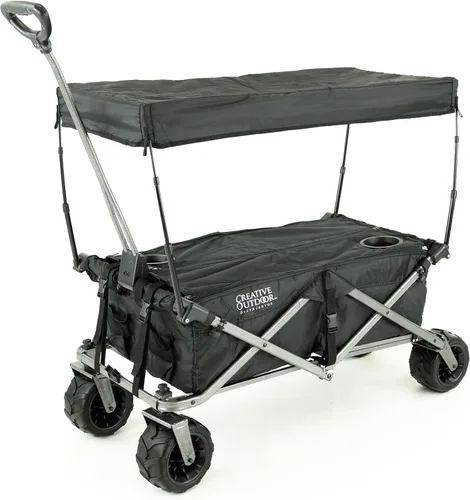 Creative Outdoor All-Terrain Deluxe Wagon | Ruedas giratorias todo terreno de 360 grados | Ideal para playa, parque, jardín y portón trasero |