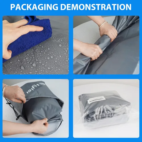 Miniatura 6 de Fundas impermeables para kayak de 10 a 16 pies para almacenamiento al aire libre, accesorios de cubierta de canoa, cubierta de lancha Oxford, Gris