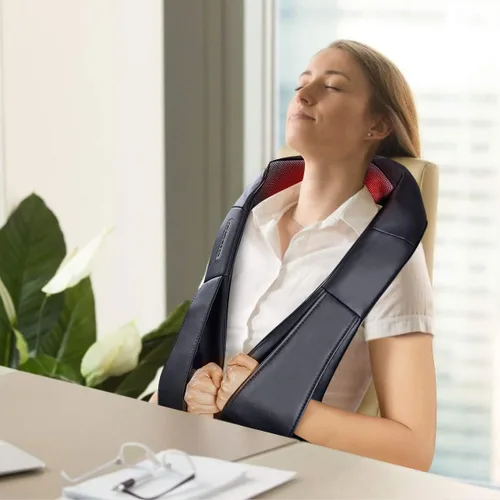 Miniatura 3 de Giantex Shiatsu Masajeador de cuello y espalda con calor, almohada eléctrica de masaje 3D para cuello, espalda, hombros, pies, pies, alivio