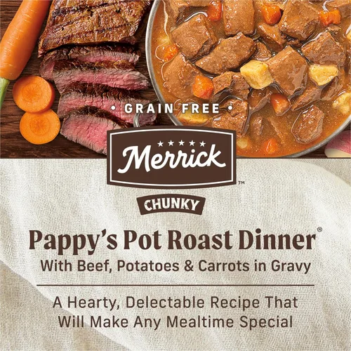 Miniatura 4 de Merrick - Comida húmeda para perros (12 unidades), Sin frijoles gruesos., Pappy's Pot - Cena para asar