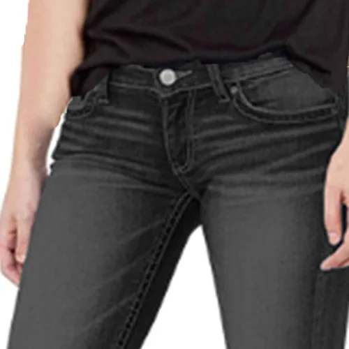 Miniatura 2 de Jeans elásticos con corte de bota para mujer, con botones y curvas, ajuste regular, corte de bota, corte clásico, corte recto