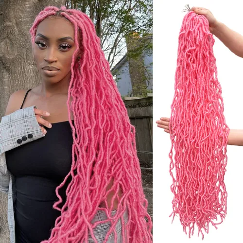 Miniatura 25 de 36 pulgadas, 7 paquetes de rastas suaves de ganchillo de cabello entero, no extendidas, largas y largas, trenzas de pelo sintético preenrolladas, 1b