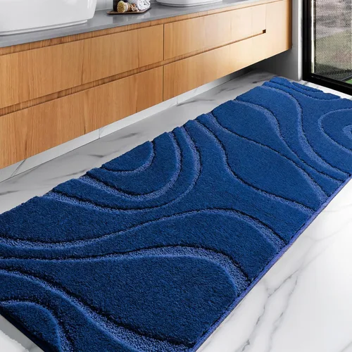 Miniatura 21 de DEXDE Alfombras de baño de 24 x 60 pulgadas, ultra suaves y absorbentes de agua, antideslizantes, de secado rápido, lavables a máquina, tapetes Negro