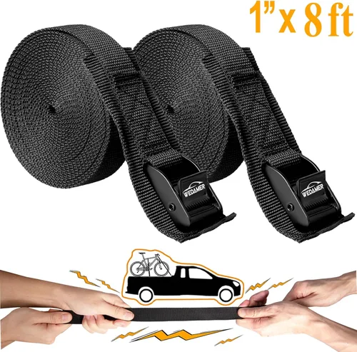 Miniatura 3 de WEDAMER Paquete de 2 correas de amarre para kayak de 8 pies con hebilla de leva de alta resistencia, correa ajustable para kayak, camiones, 2Pack