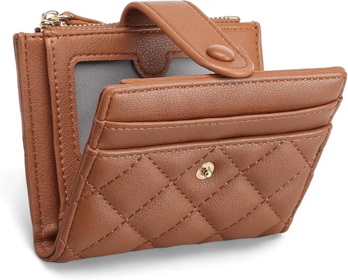 Miniatura 11 de GAEKEAO Billetera pequeña para mujer, de piel plegable, con bloqueo RFID, tarjetero para tarjetas de crédito, bolsillo con cremallera, monedero