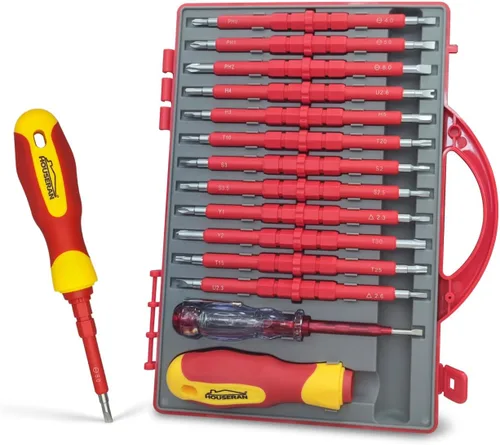Destornillador aislado, HOUSERAN juego de destornilladores de 26 piezas, kit de herramientas magnéticas para electricistas con estuche, 1000V,