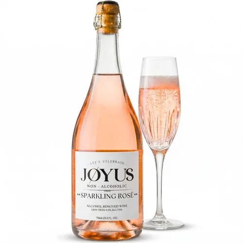 Joyus - Vino espumoso sin alcohol, galardonado y mejor vino desalcoholizado de su clase, complejo y seco, bajo en azúcar y bajo en calorías, 25.4 fl