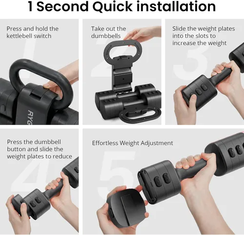Miniatura 7 de Juego de mancuernas ajustables 2 en 1 para mujer, 4 niveles (2.2 libras a 12.1 libras), pesas de gimnasio en casa para mujeres en casa, mancuernas