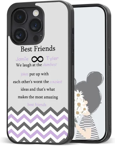 Miniatura 17 de Fundas de teléfono con nombre personalizado para mejores amigos iPhone 11 12 13 14 Pro Max Plus Mini X Xs Xr, Samsung Note 7 8 9 10 20 S21 S22 S23