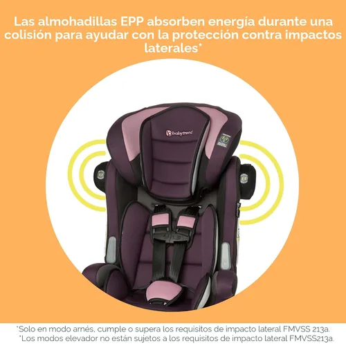 Miniatura 7 de Baby Trend Hybrid SI 3 en 1 - Asiento de coche con refuerzo de combinación con protección contra impactos laterales, Dash Orchid Orquídea Dash