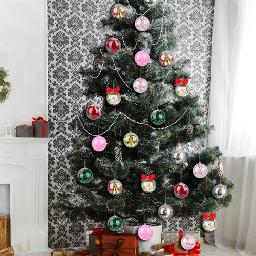 Miniatura 6 de 50 adornos de bolas rellenables de plástico transparente – Bolas transparentes para manualidades, adornos colgantes inastillables para árbol