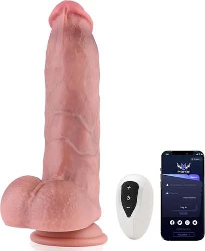 Wildolo Consolador ultra de silicona, consolador de empuje realista controlado por aplicación de 8.9 pulgadas con potente ventosa, vibrador clásico