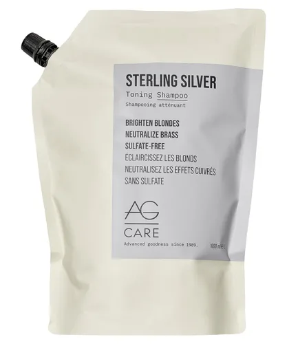 AG Care Champú tonificante morado de plata esterlina – Champú gris y rubio para eliminar el cobrizo y los tonos amarillos, bolsa de repuesto de 33.8