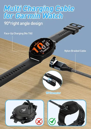 Miniatura 2 de Cable de carga múltiple de 100 W para Garmin Watch, cable de carga rápida USB múltiple de 10 pies con USB-C (100 W), Lightning, Micro-USB y cargador