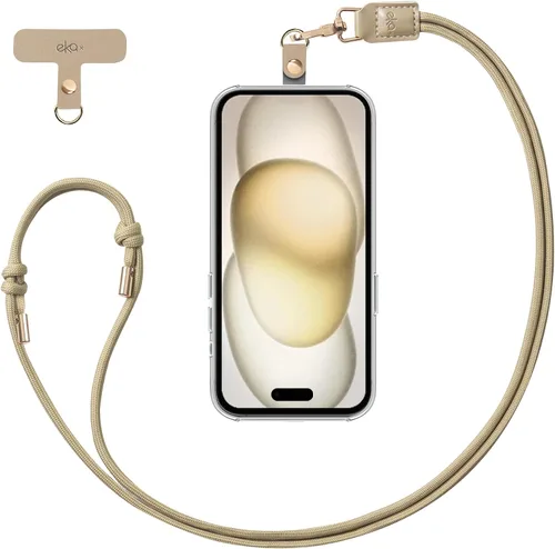 Miniatura 16 de EKAX Cordón para teléfono, 1 correa cruzada personalizable para el cuello, 1 pestaña de piel sintética extraíble, soporte manos libres para Rosa