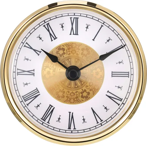 Hicarer 3-1/8 pulgadas (3.150 in) Mini reloj de cuarzo inserto redondo relojes cabeza inserto número romano movimiento de repuesto cara blanca