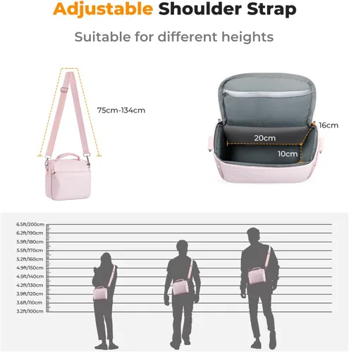 Miniatura 6 de K&F CONCEPT Bandolera de Cámara Bolso Cruzado Pequeño para Cámara DSLR/SLR/Linda Bolsos de Hombro Compactos para Fotógrafos 02-rosa
