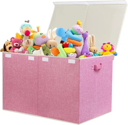 Miniatura 13 de popoly Caja grande de juguetes de 122L con tapa, organizador plegable de almacenamiento de juguetes con divisor extraíble para niños, niños, niñas