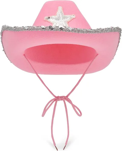 Miniatura 6 de Zodaca Paquete de 4 sombreros de vaquera, fieltro rosa claro, adulto, 14.5 x 11.5 x 5 pulgadas, juego de 4 sombreros de vaquero rosa para mujer