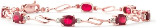 Miniatura 6 de Galaxy Gold GG Pulsera de tenis de oro rosa macizo de 14 quilates, diamante rubí de 4.21 quilates, Gema, Rubí