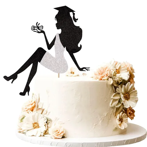Miniatura 12 de 1 pieza de decoración para tartas con tapa de graduación con purpurina para la clase de 2026, decoración de pastel de graduación para graduación