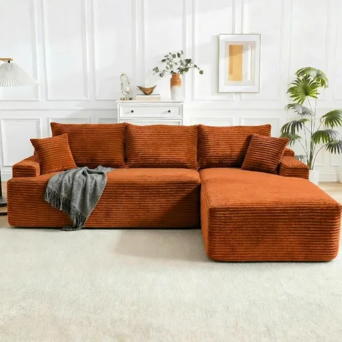 Miniatura 47 de Sofá modular Cloud de 108 pulgadas, moderno sofá deshuesado con otomana móvil, sofá modular de asiento profundo, sofás esquineros de pana para sala