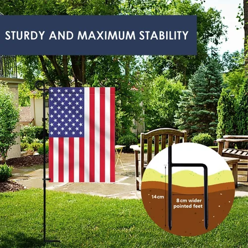 Miniatura 2 de Soporte para bandera de jardín, poste grueso, resistente, recto, soporte para bandera de patio de metal de alta calidad, resistente a la intemperie