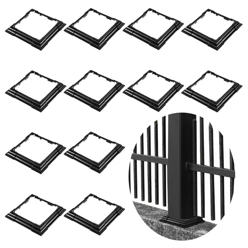 Miniatura 7 de Thyle 4 fundas de vinilo de 6 x 6 pulgadas, color negro, base de falda ajustable para poste, columna reutilizable para barandillas de 3 a 6.5