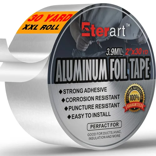 Miniatura 9 de ETERART Cinta de Conducto de Papel de Aluminio Resistente, Sellado y Reparación a Alta Temperatura, Perfecta para HVAC, Conductos de Aire