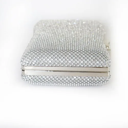 Miniatura 6 de Ayliss Bolso de mano con diamantes de imitación para mujer, bolso de noche con lazo, bandolera para novia, hombro, brillante, fiesta de graduación