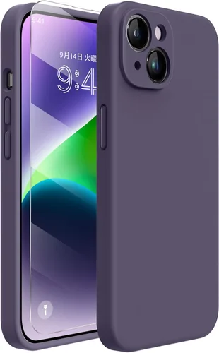 Miniatura 273 de Miracase Funda diseñada para iPhone 13, con protector de pantalla de vidrio templado, forro de microfibra suave antiarañazos, funda de goma