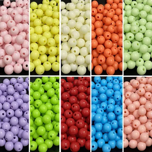 Miniatura 5 de Cuentas redondas de acrílico pastel, cuentas espaciadoras de plástico de color caramelo para bricolaje, collares, pulseras, aretes, joyería Amarillo