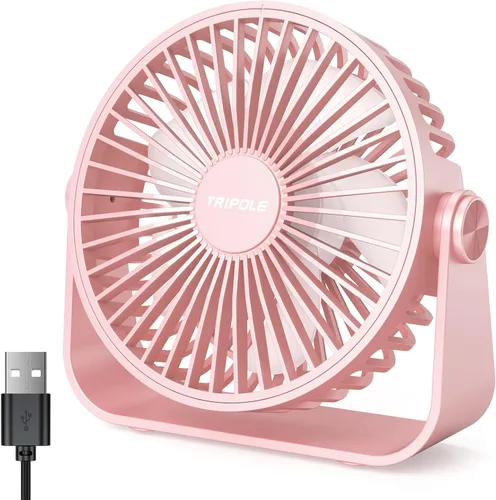 Miniatura 11 de TriPole Ventilador de escritorio USB portátil, potente ventilador de escritorio personal de 3 velocidades con rotación de cabeza de 360°