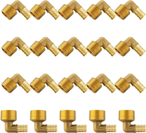 Miniatura 12 de Paquete de 5 accesorios PEX, adaptador de codo NPT roscado macho Pex de 1/2 pulgadas x 3/4 pulgadas, accesorios de engarce de latón, para tubería
