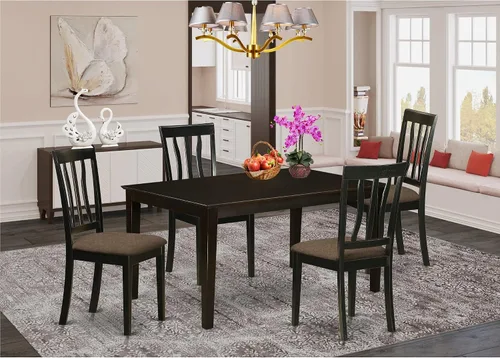 Miniatura 5 de East West Furniture CAAN5-CAP-C - Juego de comedor de 5 piezas que incluye una mesa de comedor rectangular y 4 sillas de cocina tapizadas de tela