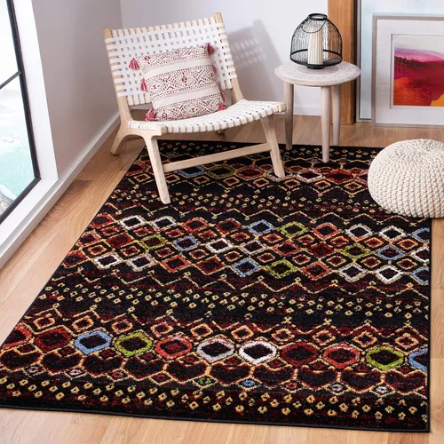 Miniatura 14 de SAFAVIEH Amsterdam Collection Alfombra Decorativa - 2.3 pies x 4 pies, Negro & Multi, Diseño Marroquí Bohemio, Sin Desprendimiento y Fácil Cuidado