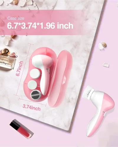 Miniatura 8 de Cepillo eléctrico de limpieza facial para mujeres, limpiador facial 3 en 1 y cepillo exfoliante con 3 cabezales de cepillo, 2 velocidades, cepillo
