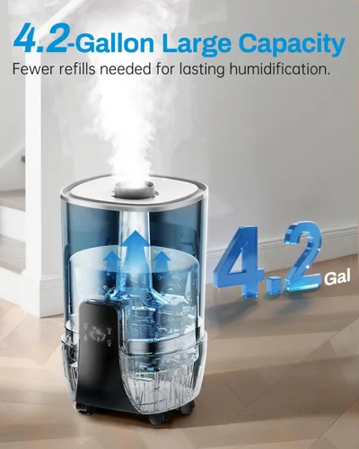 Miniatura 3 de Humidificador para habitación grande de 16 L/4.2 galones - Humidificador AILINKE para toda la casa para el hogar, 2000 pies cuadrados con 3