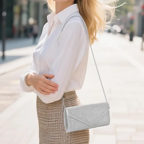 Miniatura 2 de PACETAP Bolsos de mano con diamantes de imitación para mujer, bolsos de noche con purpurina brillante para fiesta de los años 20, boda, compromiso