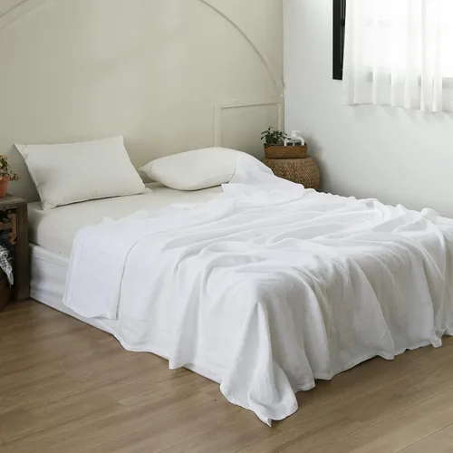 Miniatura 18 de Simple&Opulence Sábana encimera de lino francés, 100% lino natural con lavado a la piedra tamaño Queen (90 x 102 pulgadas), ultra suave, Óxido básico