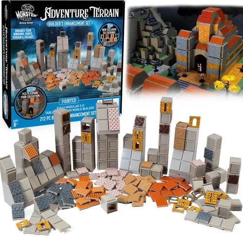 Monster Adventure Terrain - Juego de mejora de constructor (212 piezas) - Sistema de mazmorra intercambiable 3D con 24 azulejos nuevos - Construye