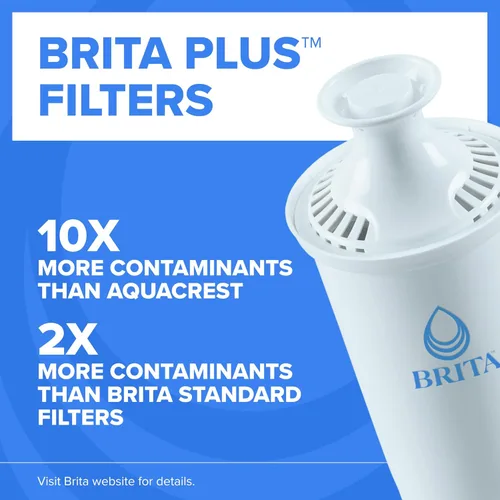 Miniatura 2 de Brita Jarra grande de filtro de agua de 10 tazas, 1 filtro BritaPlus, para uso diario, transparente (el paquete puede variar)